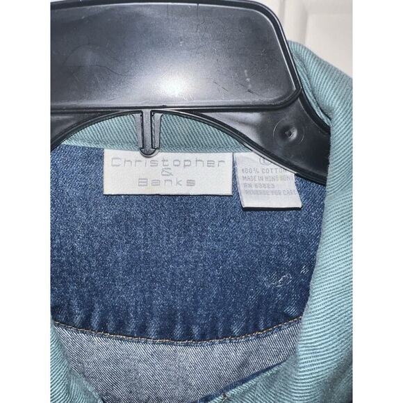 Christopher & Banks Women’s Embroidered Denim Jacket Camping Blue Large VINTAGE - Picture 4 of 10